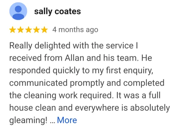 Satisfied customer testimonial for AllJos void cleaning