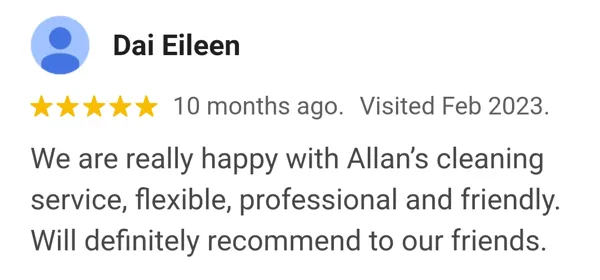 Client testimonial for AllJos commercial cleaning services